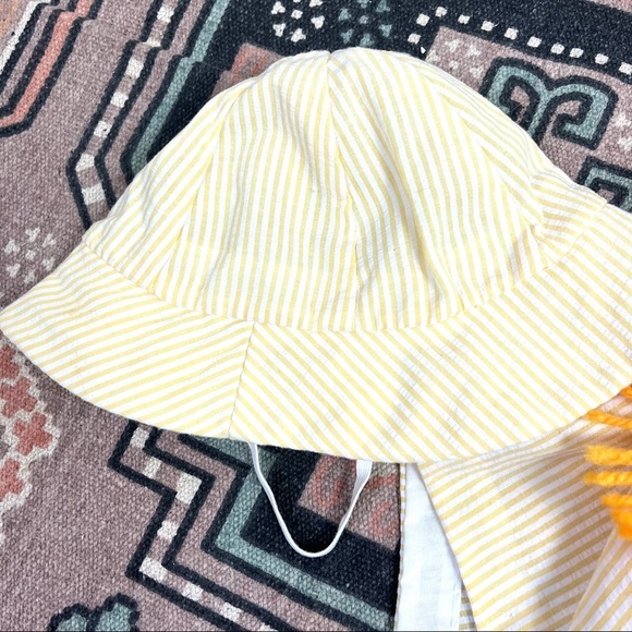 Cradlecraft Vtg 80s baby lion set romper hat 6 months seersucker overalls - Picture 7 of 9